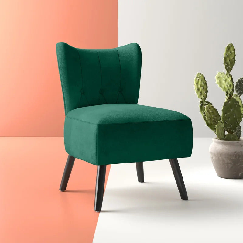 Slipper Chair: 22.5'' Wide Tufted Velvet Slipper Chair