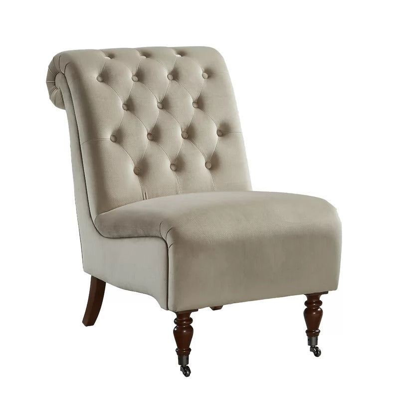 Slipper Chair: 23.5'' Wide Tufted Slipper Chair
