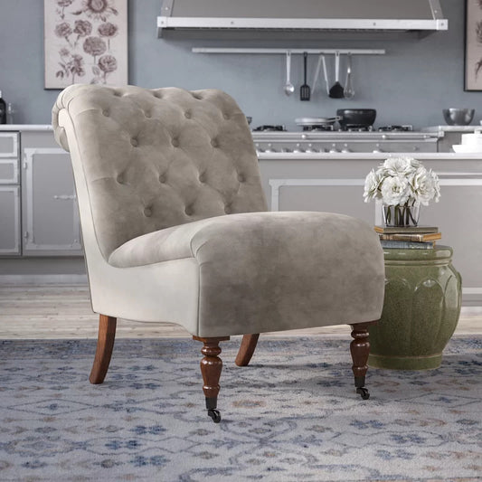 Slipper Chair: 23.5'' Wide Tufted Slipper Chair