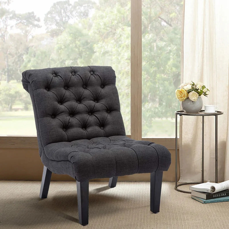 Slipper Chair: 23.6'' Wide Tufted Slipper Chair