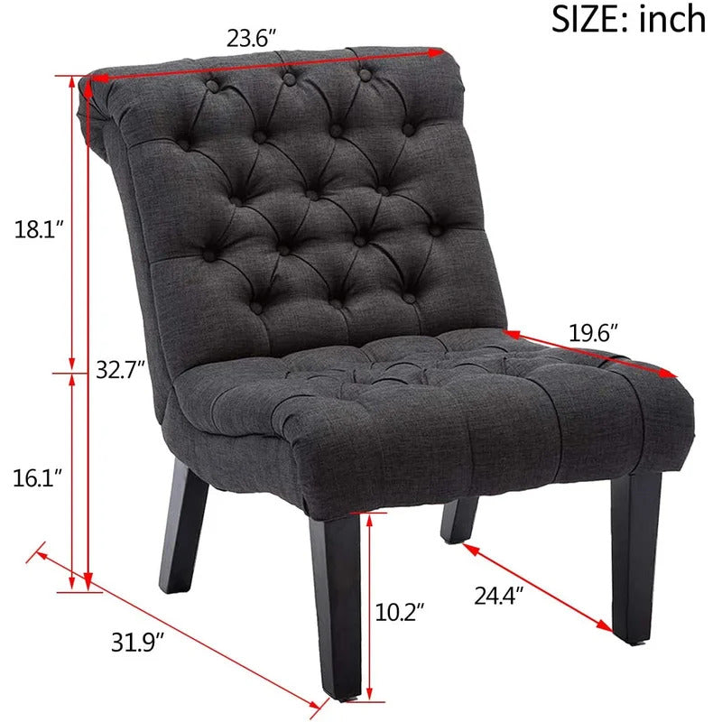 Slipper Chair: 23.6'' Wide Tufted Slipper Chair