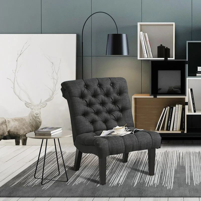 Slipper Chair: 23.6'' Wide Tufted Slipper Chair