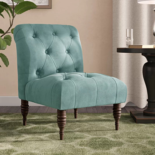 Slipper Chair: 25'' Wide Tufted Slipper Chair
