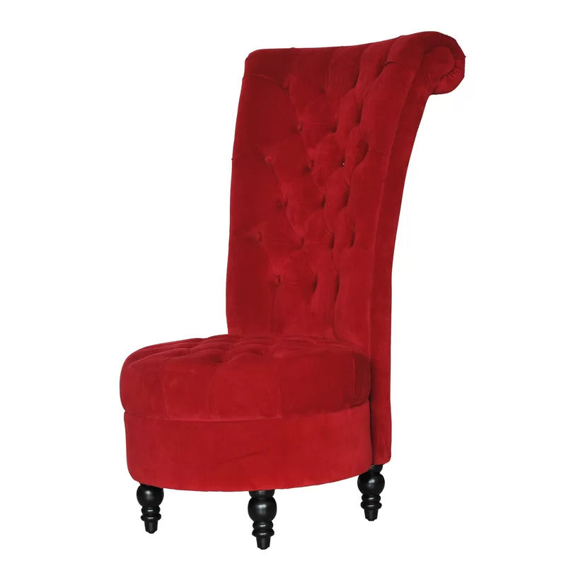 Slipper Chair: 25'' Wide Tufted Velvet Slipper Chair