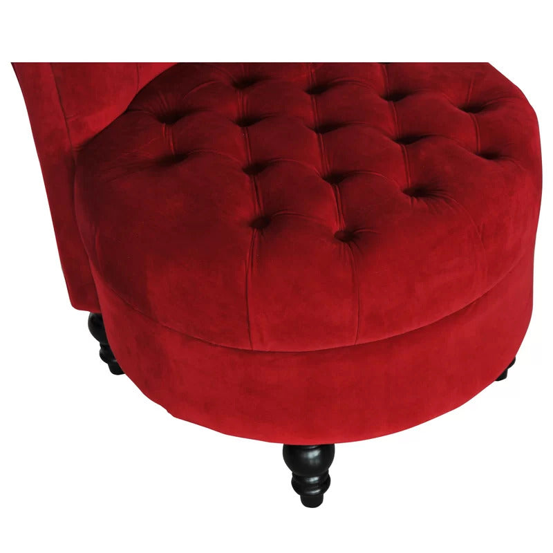 Slipper Chair: 25'' Wide Tufted Velvet Slipper Chair