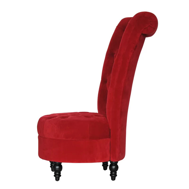 Slipper Chair: 25'' Wide Tufted Velvet Slipper Chair