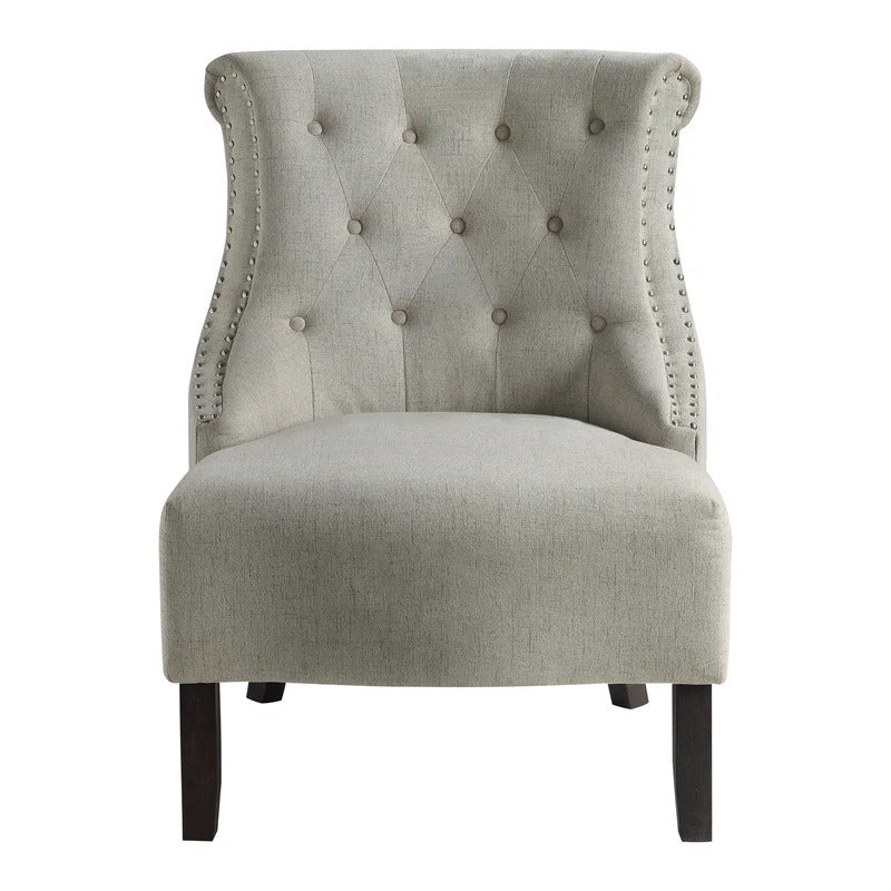 Slipper Chair: 27'' Wide Tufted Linen Slipper Chair