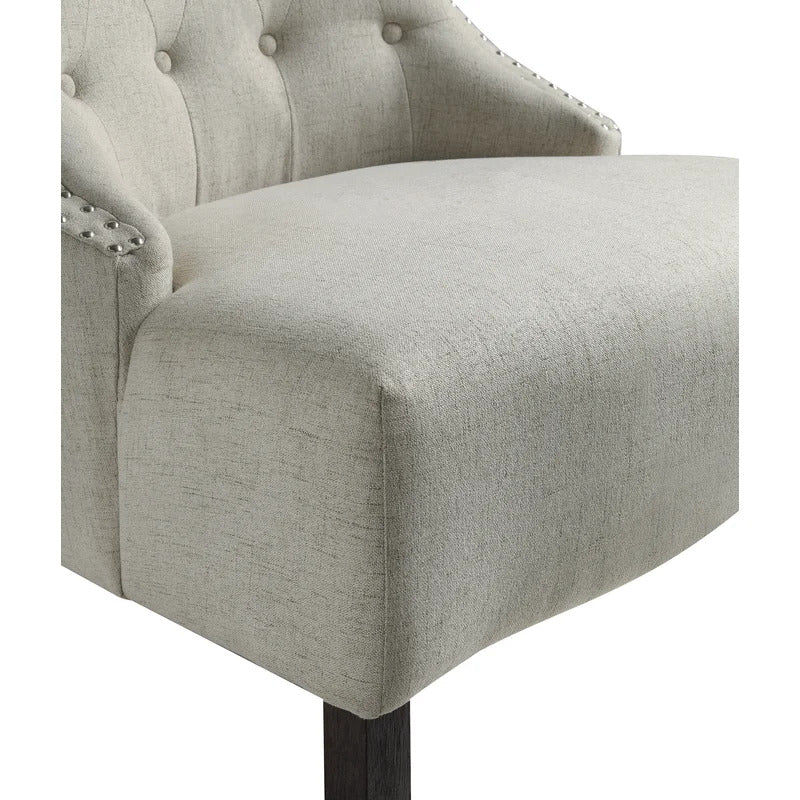 Slipper Chair: 27'' Wide Tufted Linen Slipper Chair