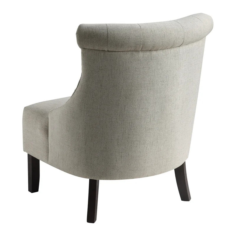 Slipper Chair: 27'' Wide Tufted Linen Slipper Chair