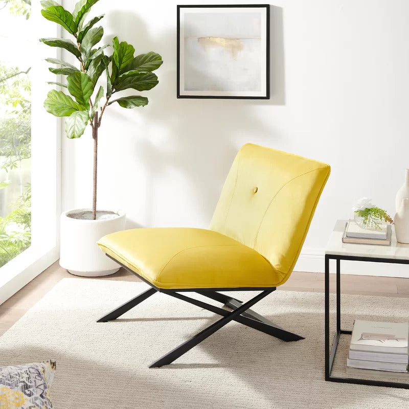 Slipper Chair: 28.15'' Wide Tufted Velvet Slipper Chair