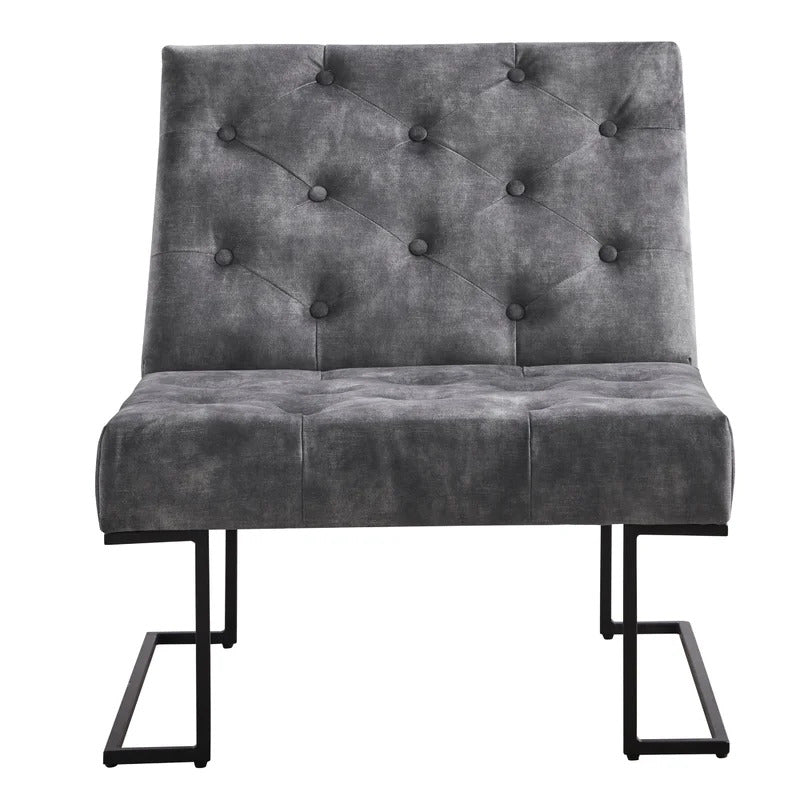 Slipper Chair: 29.33'' Wide Tufted Velvet Slipper Chair
