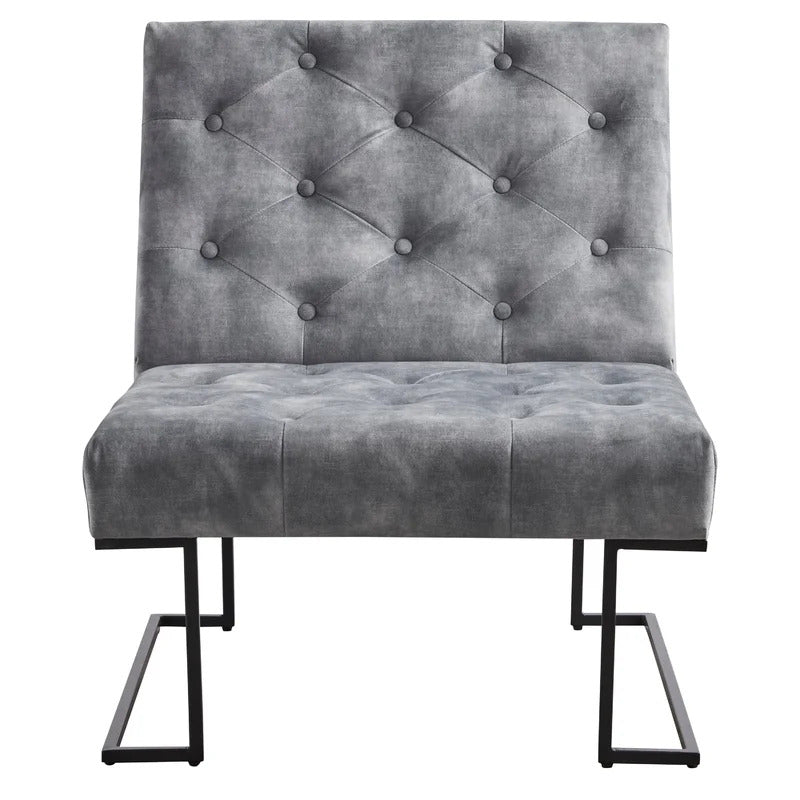 Slipper Chair: 29.33'' Wide Tufted Velvet Slipper Chair
