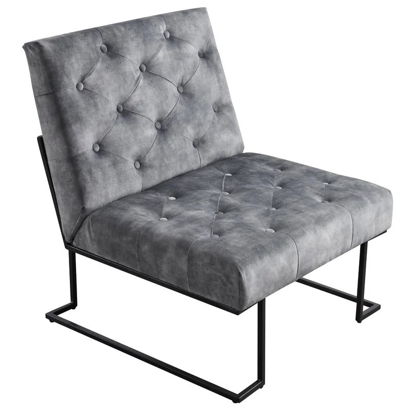 Slipper Chair: 29.33'' Wide Tufted Velvet Slipper Chair