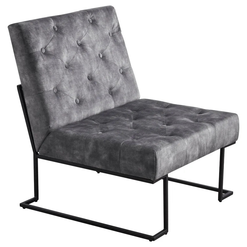 Slipper Chair: 29.33'' Wide Tufted Velvet Slipper Chair