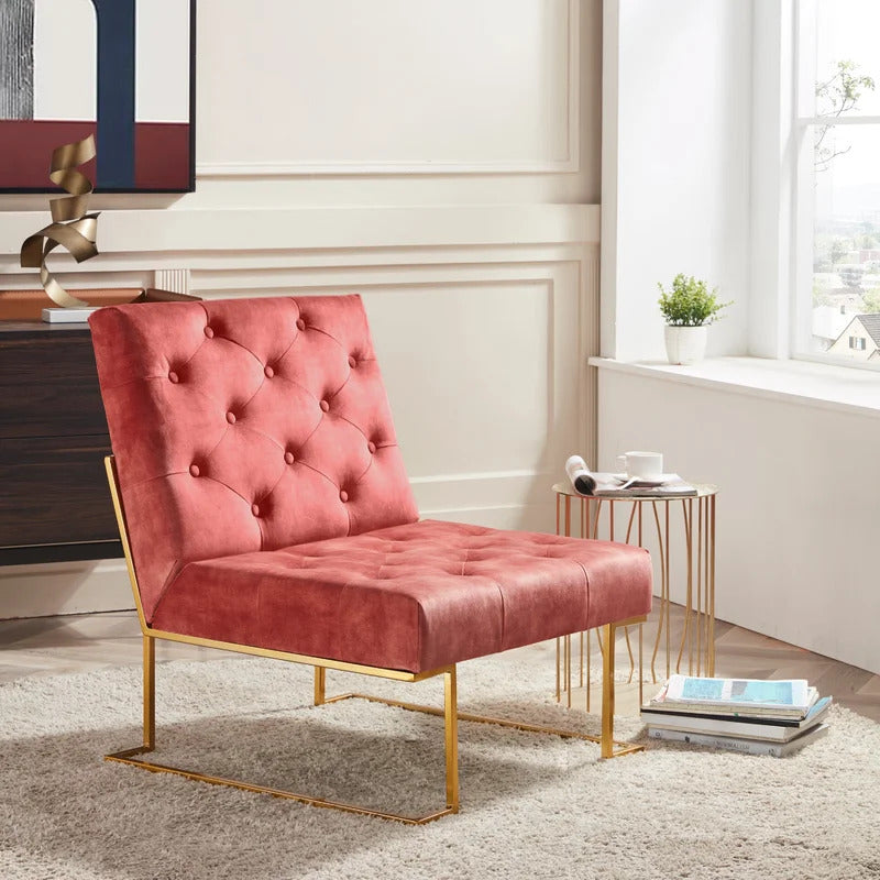 Slipper Chair: 29.33'' Wide Tufted Velvet Slipper Chair