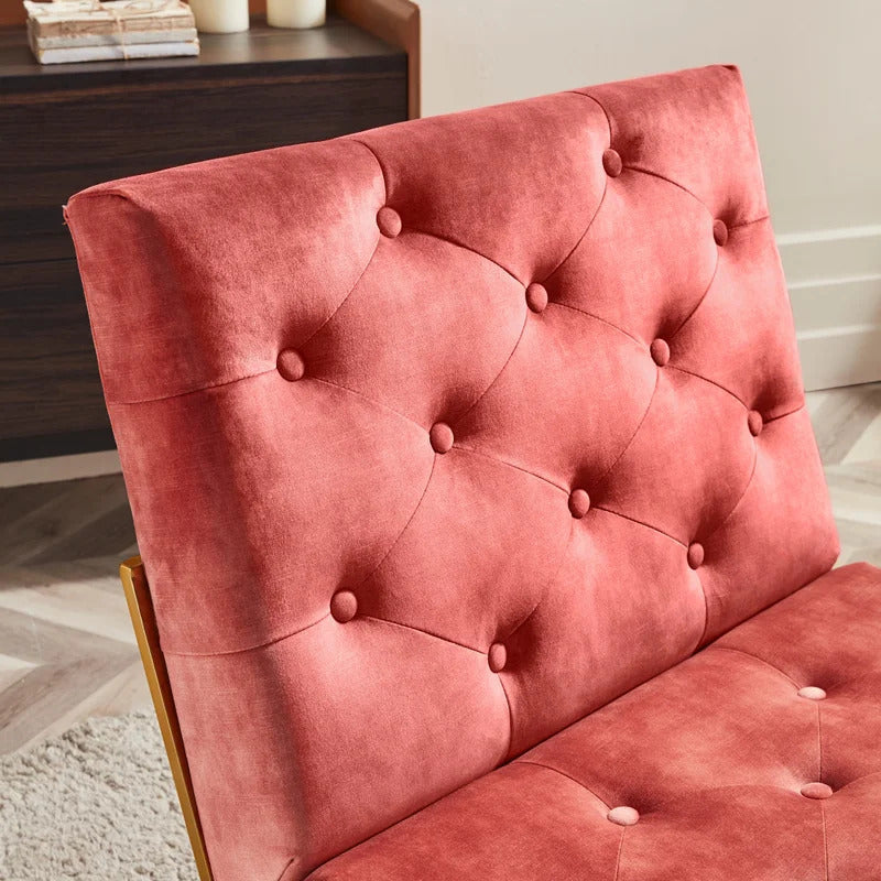 Slipper Chair: 29.33'' Wide Tufted Velvet Slipper Chair