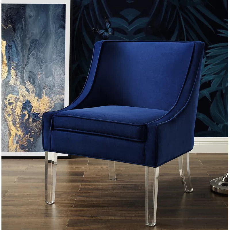 Slipper Chair: Wide Velvet Slipper Chair