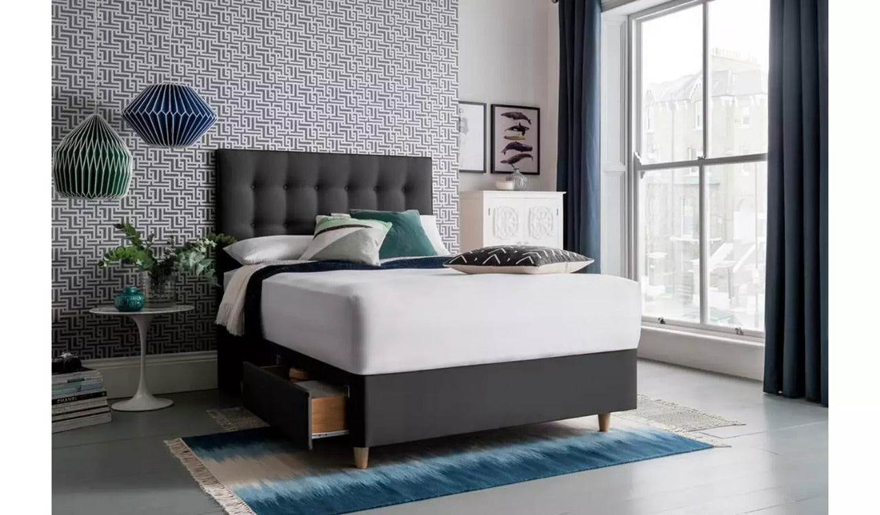 Small Double Bed: Ebony 2 Drawer Small Double Bed