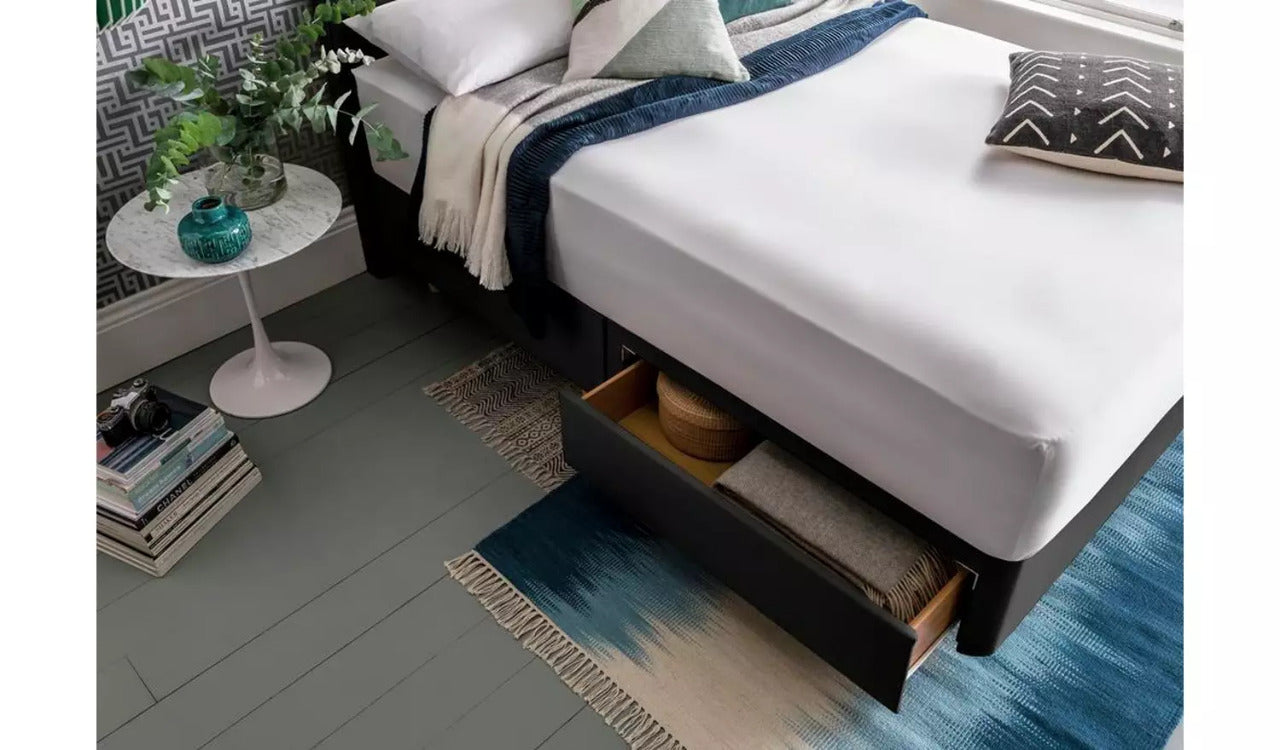 Small Double Bed: Ebony 2 Drawer Small Double Bed