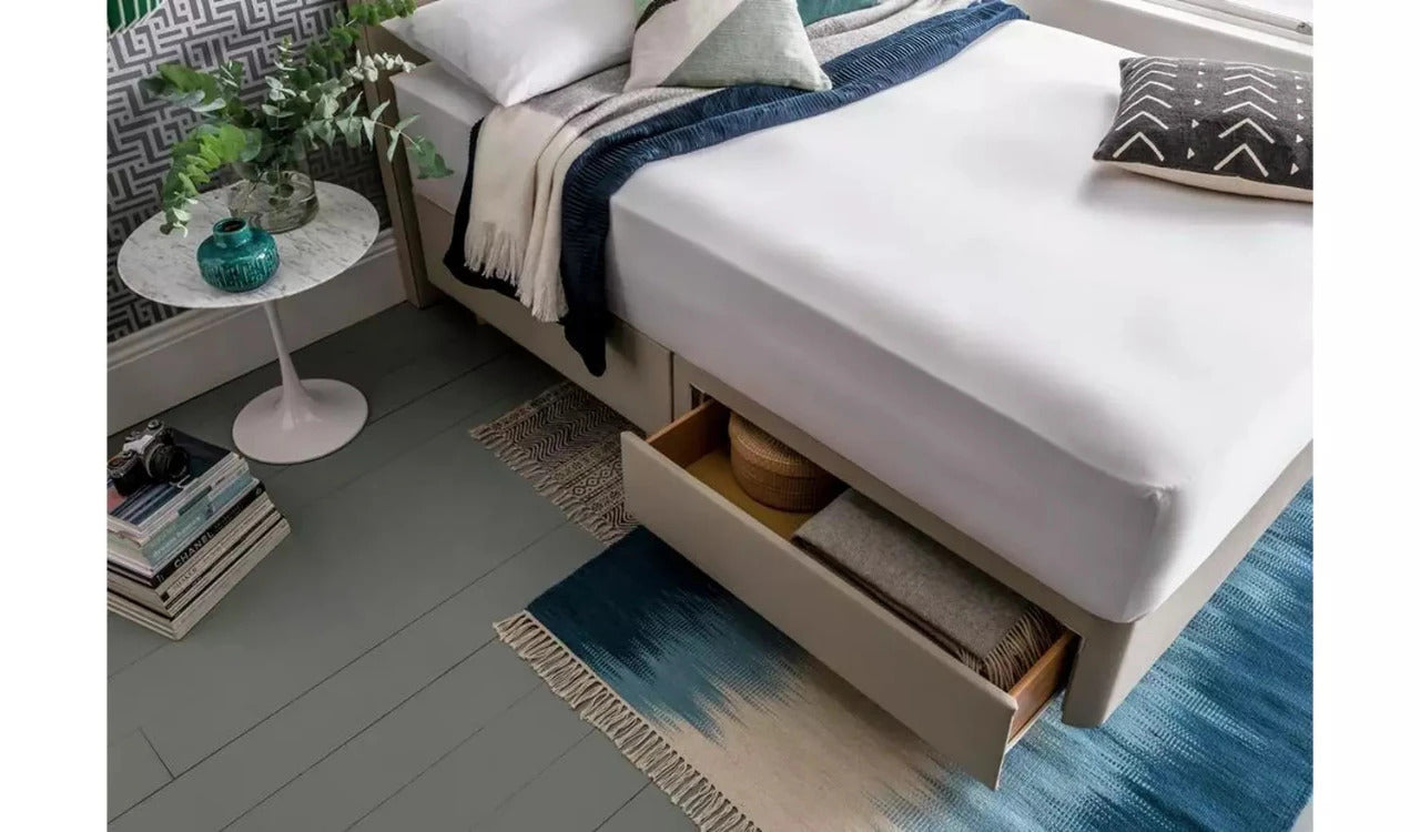 Small Double Bed: Slate Grey 2 Drawer Small Double Bed