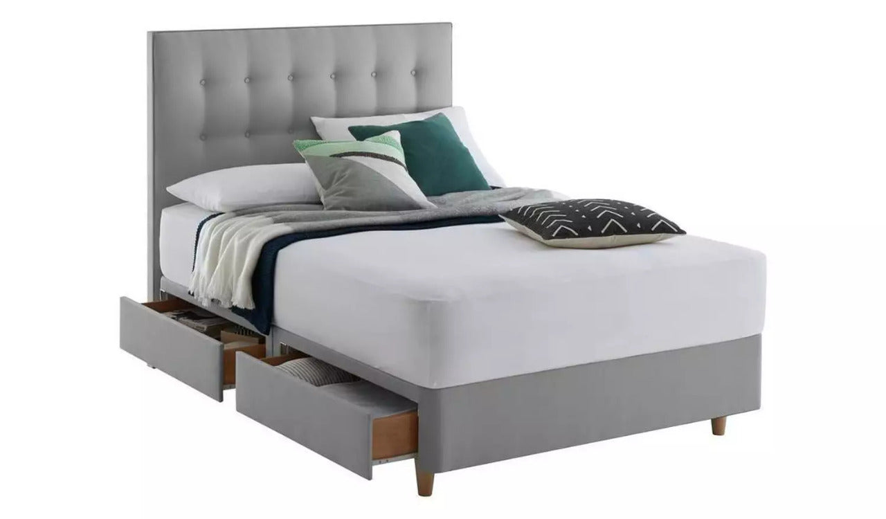 Small Double Bed: Slate Grey 4 Drawer Small Double Bed
