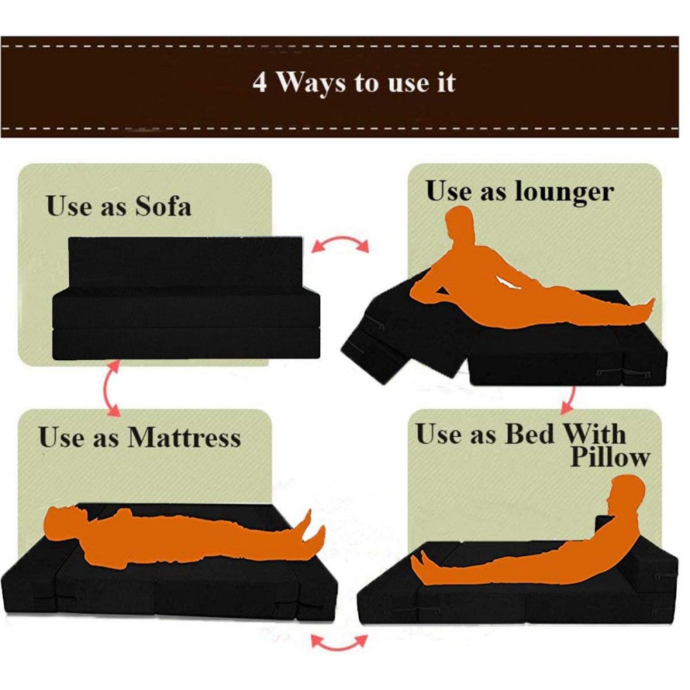 Sofa Cum Bed: Three Seater Sofa Cum Bed Set and Sleep Comfortably | Perfect for Guests (Black) | 5'X6' BuyFacturer Three Seater Sofa Cum Bed Set and Sleep Comfortably | Perfect for Guests (Black) |