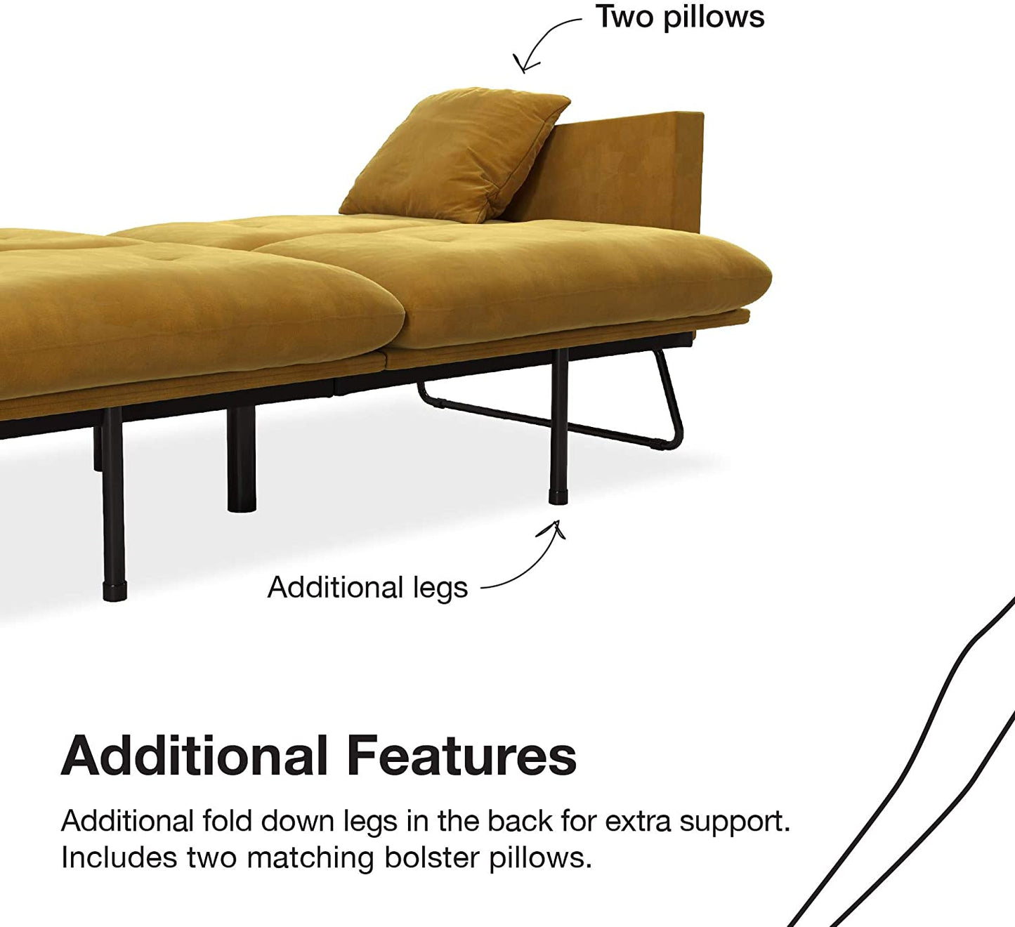 Sofa Cum Beds Pillows Velvet Futon, Gray