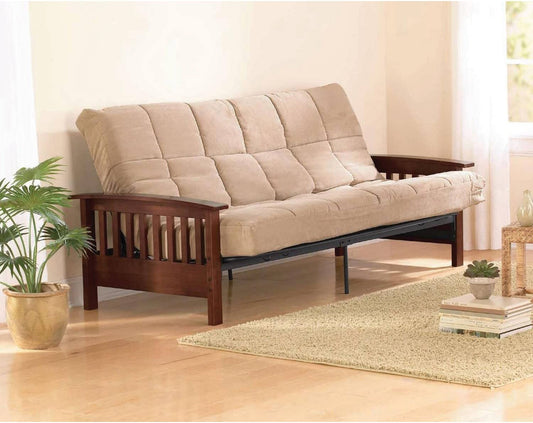 Sofa Cum Beds Solid Wood Arm Futon with Walnut Finish. (Walnut Finish)