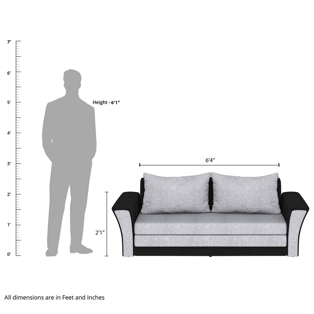 Sofa Cum bed: Fabric 3 Seater Sofa Cum for Living Room (Cream - Brown)