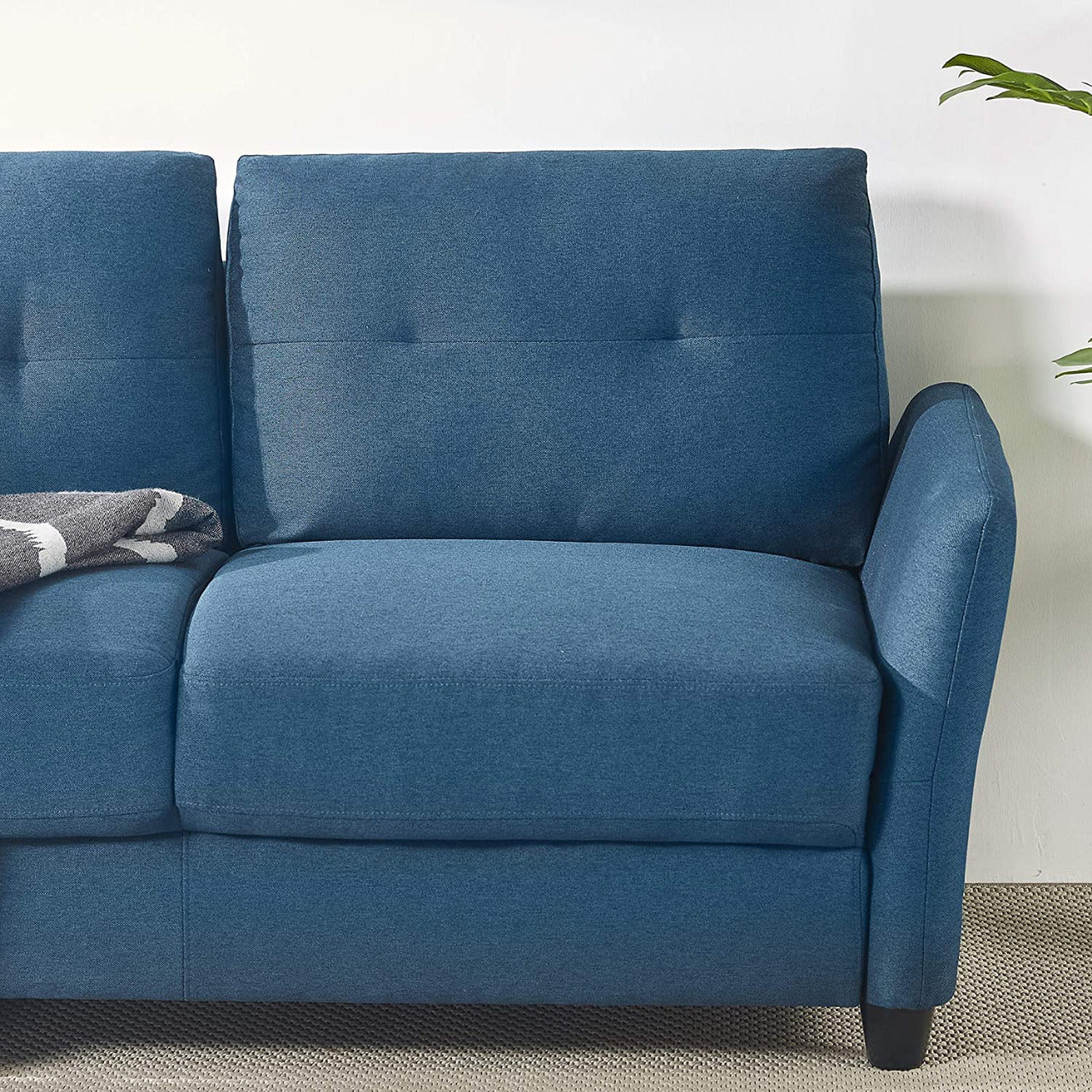 2 Seater Sofa : Loveseat Sofa Tufted Cushions Lyon Blue