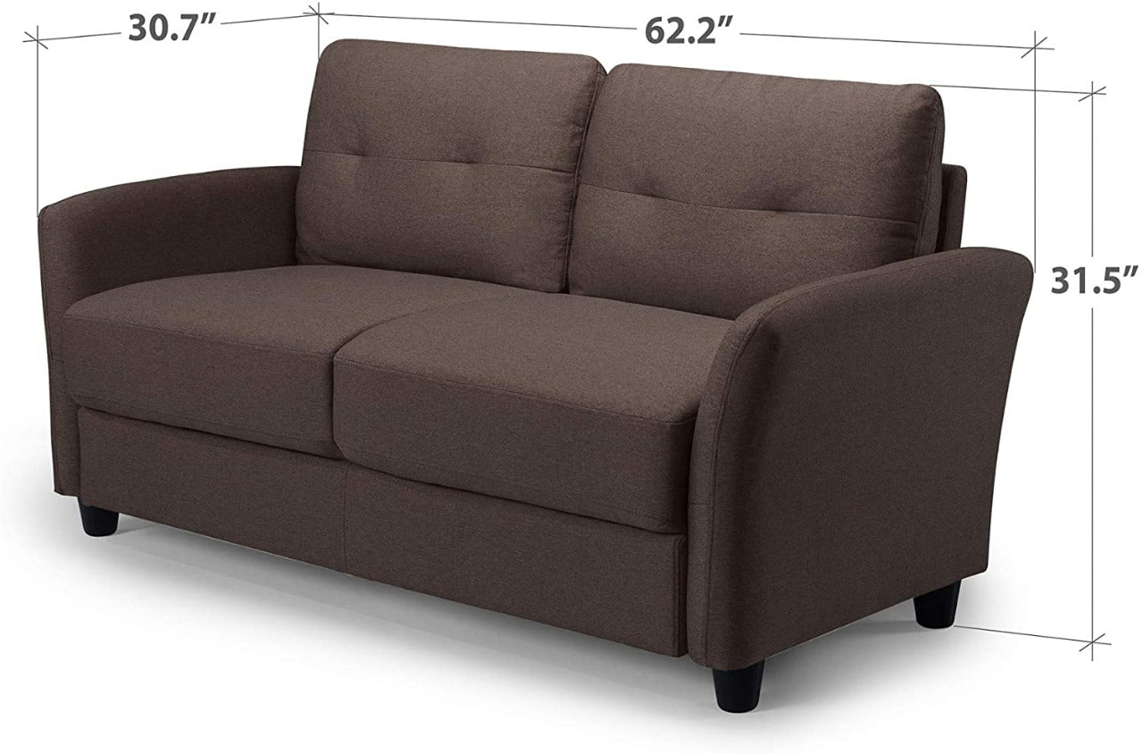 2 Seater Sofa : Loveseat Sofa Tufted Cushions Lyon Blue
