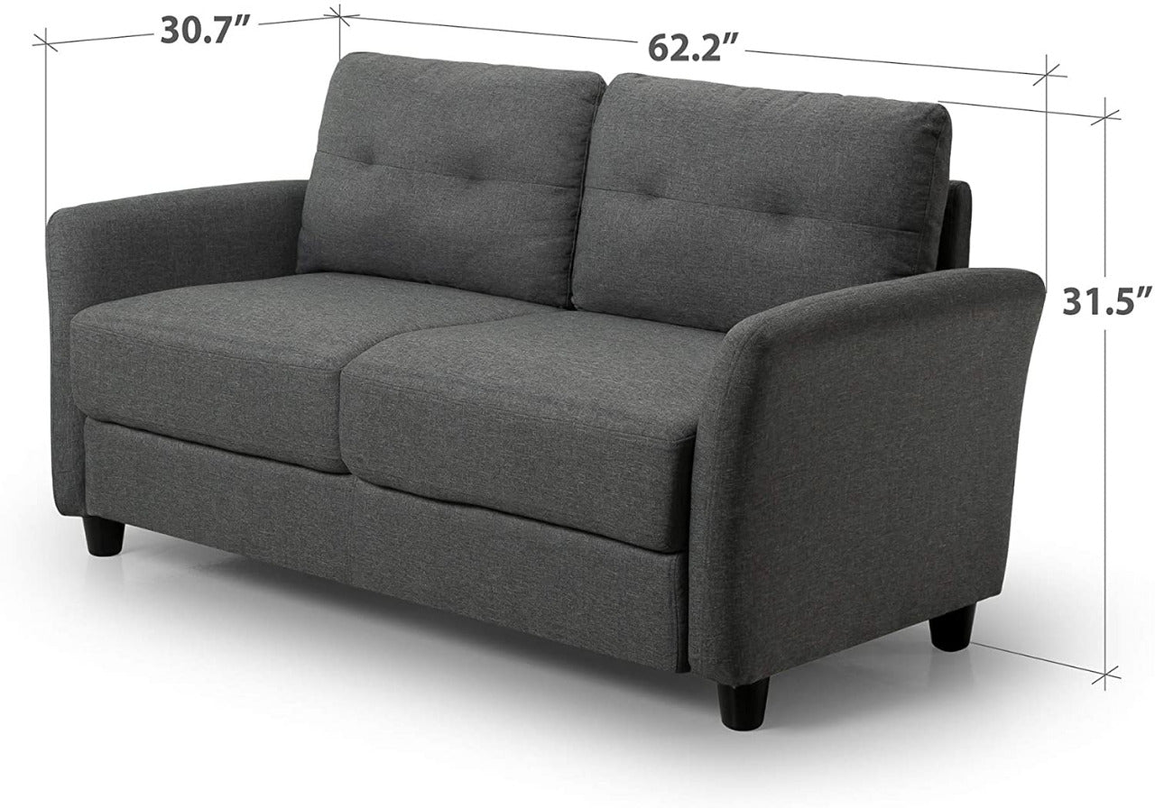 2 Seater Sofa : Loveseat Sofa Tufted Cushions Lyon Blue