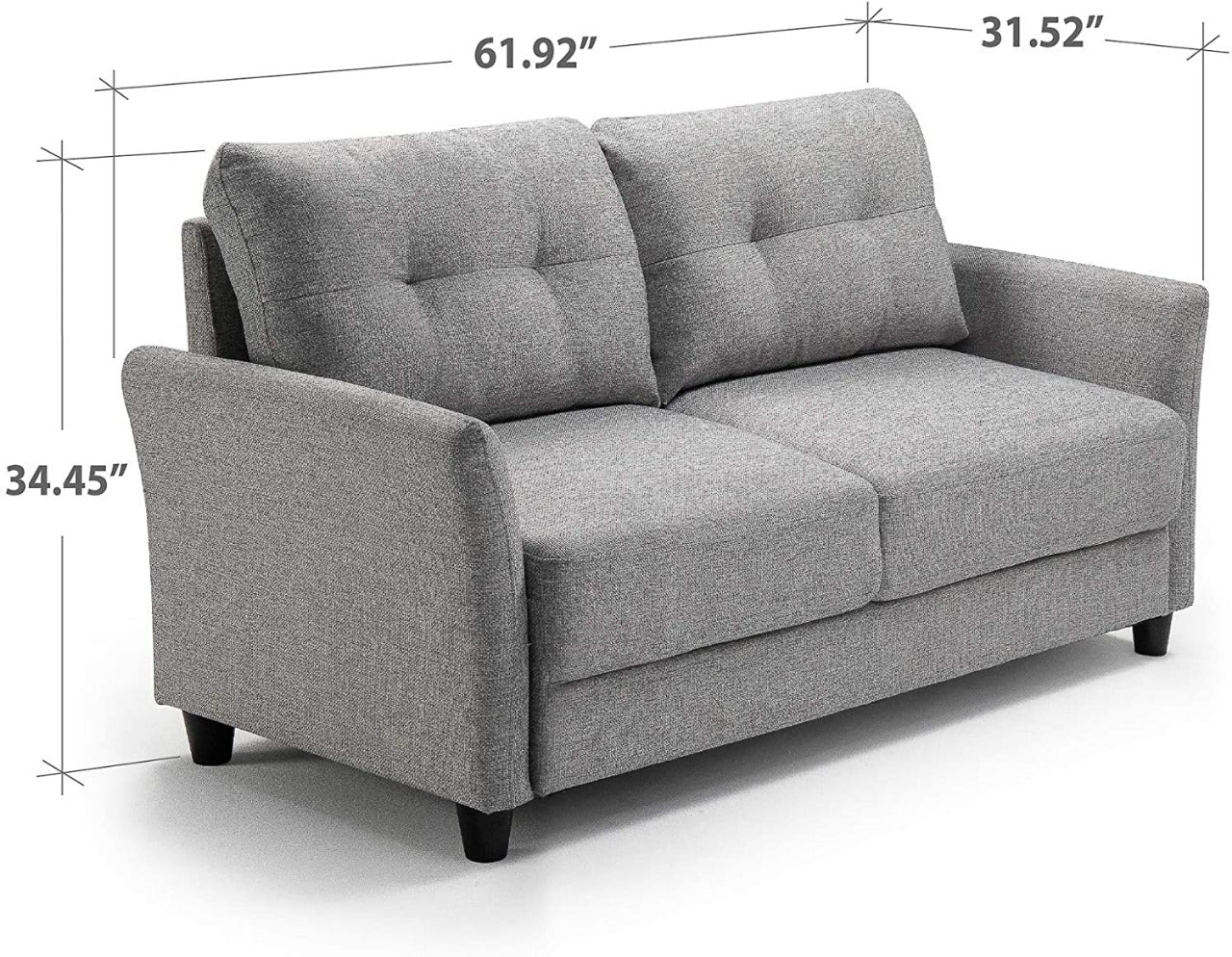 2 Seater Sofa : Loveseat Sofa Tufted Cushions Lyon Blue