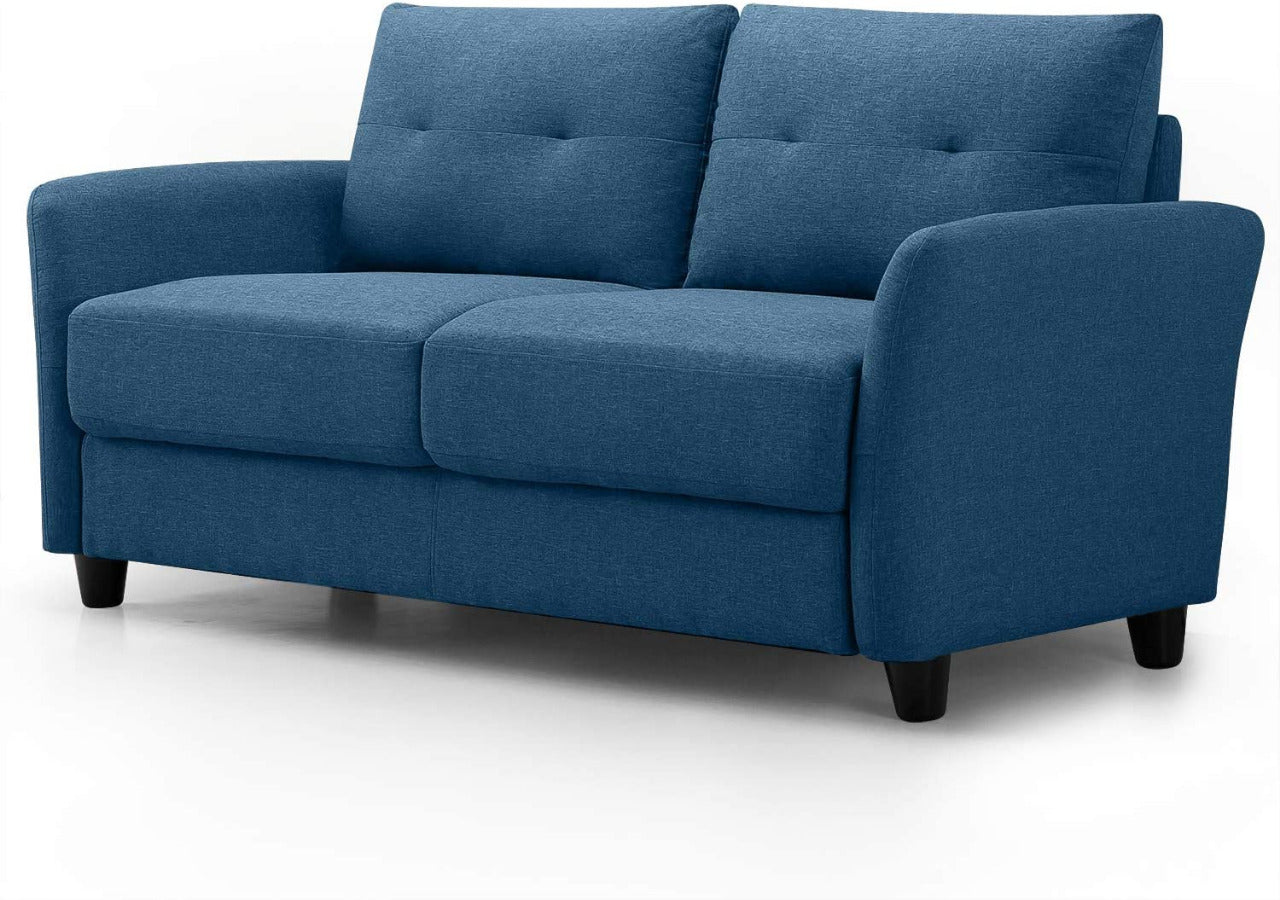 2 Seater Sofa : Loveseat Sofa Tufted Cushions Lyon Blue