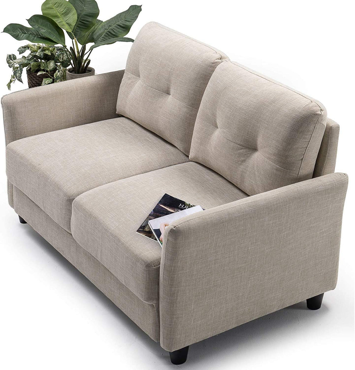 2 Seater Sofa : Loveseat Sofa Tufted Cushions Lyon Blue