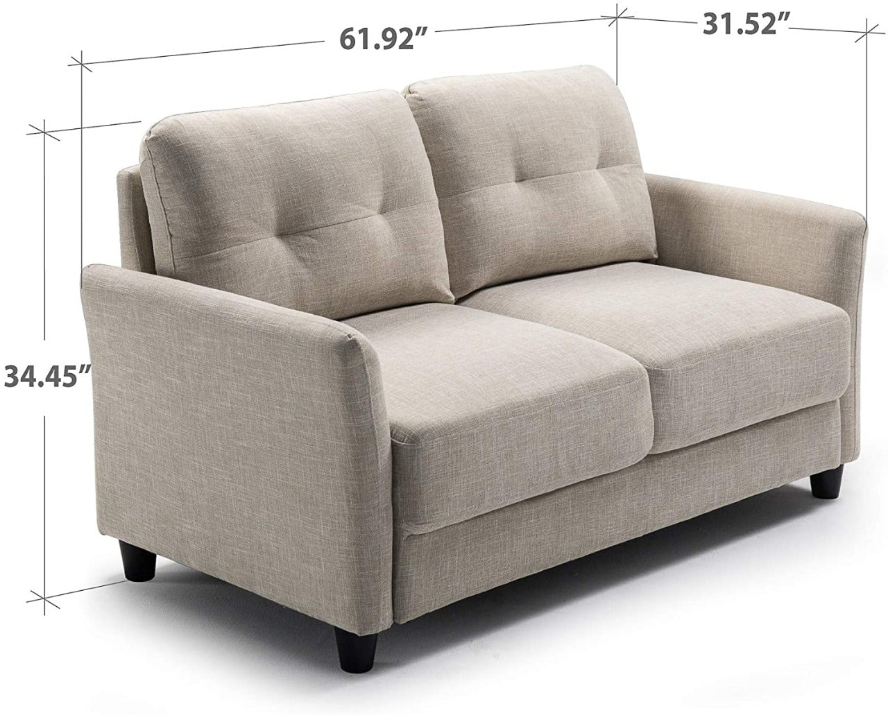 2 Seater Sofa : Loveseat Sofa Tufted Cushions Lyon Blue