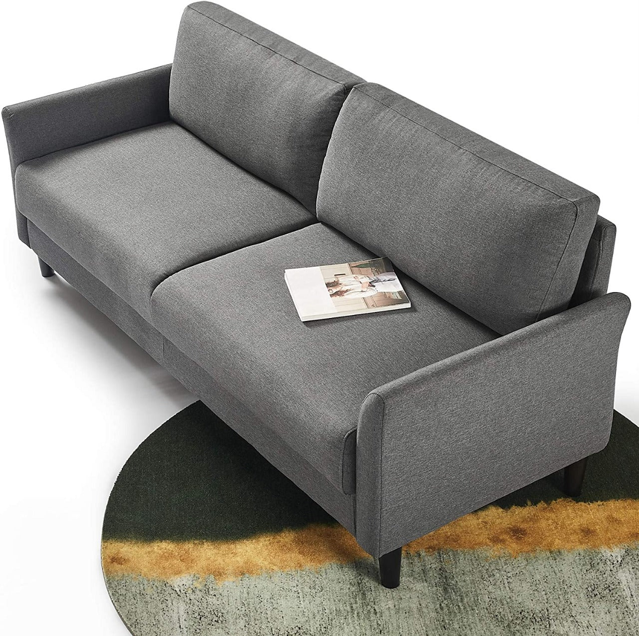 2 Seater Sofa : Dark Grey Fabric 2 Seater Sofa Set