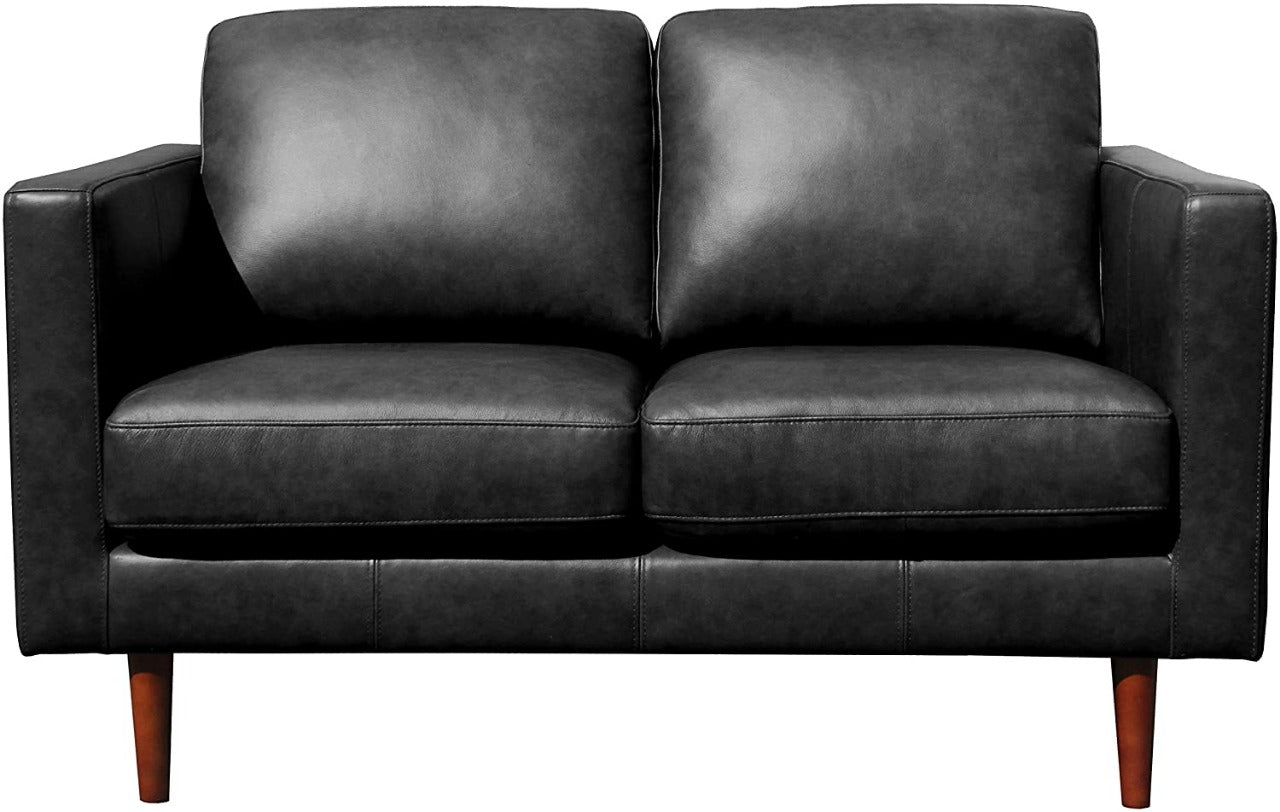 2 Seater Sofa : Modern Black Leatherette Sofa Set