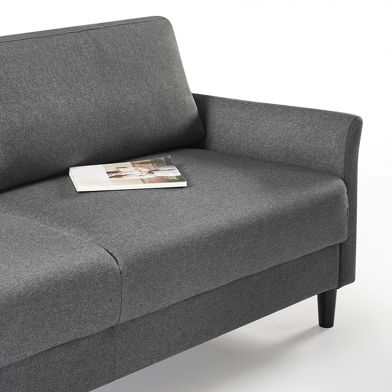 2 Seater Sofa : Dark Grey Fabric 2 Seater Sofa Set