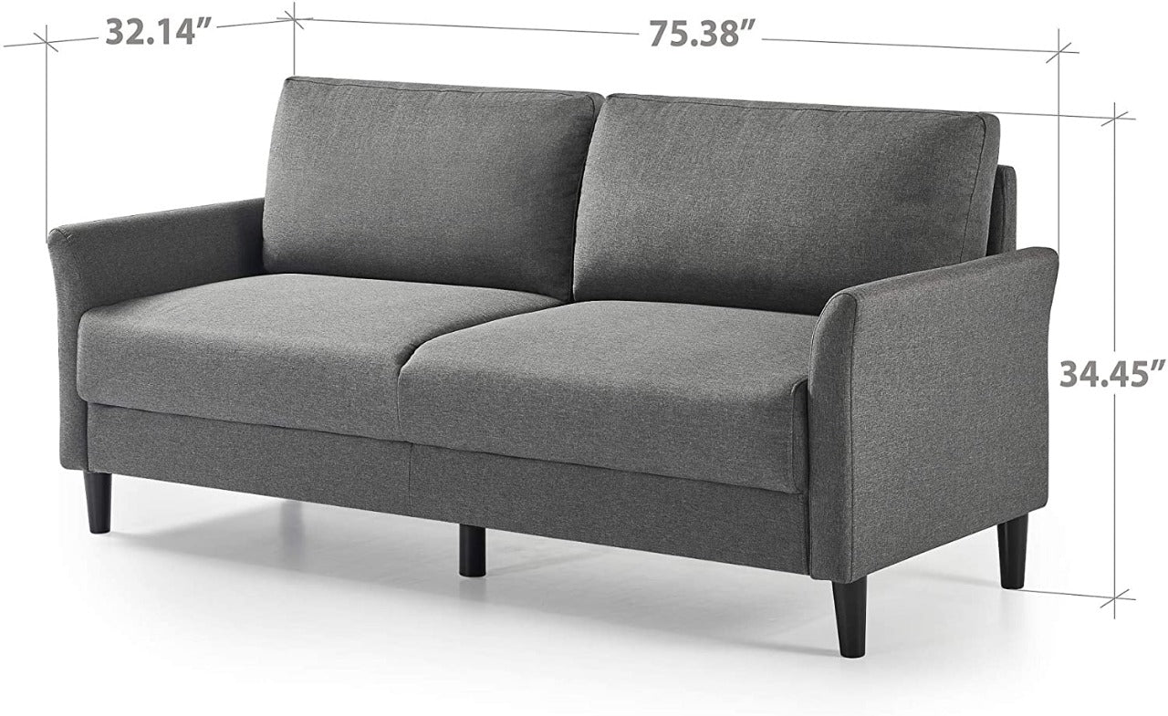 2 Seater Sofa : Dark Grey Fabric 2 Seater Sofa Set