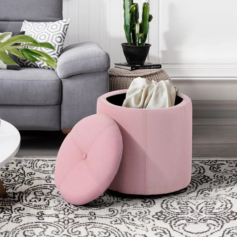 Storage Ottomans 14.1'' Wide Round Storage Ottoman with Storage