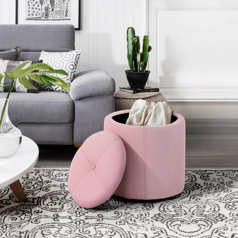 Storage Ottomans 14.1'' Wide Round Storage Ottoman with Storage