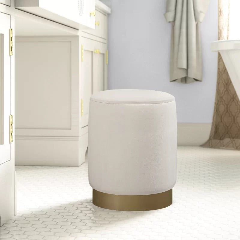 Storage Ottomans: 14'' Wide Round Storage Ottoman with Storage