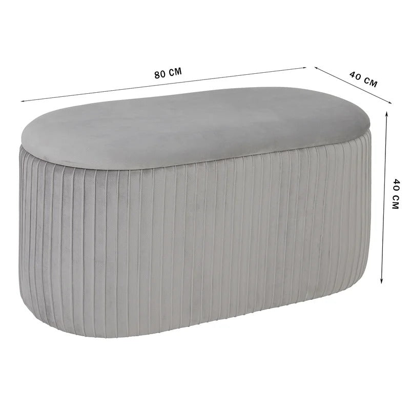 Storage Ottomans 15.7'' Wide Velvet Tufted Oval Storage Ottoman with Storage