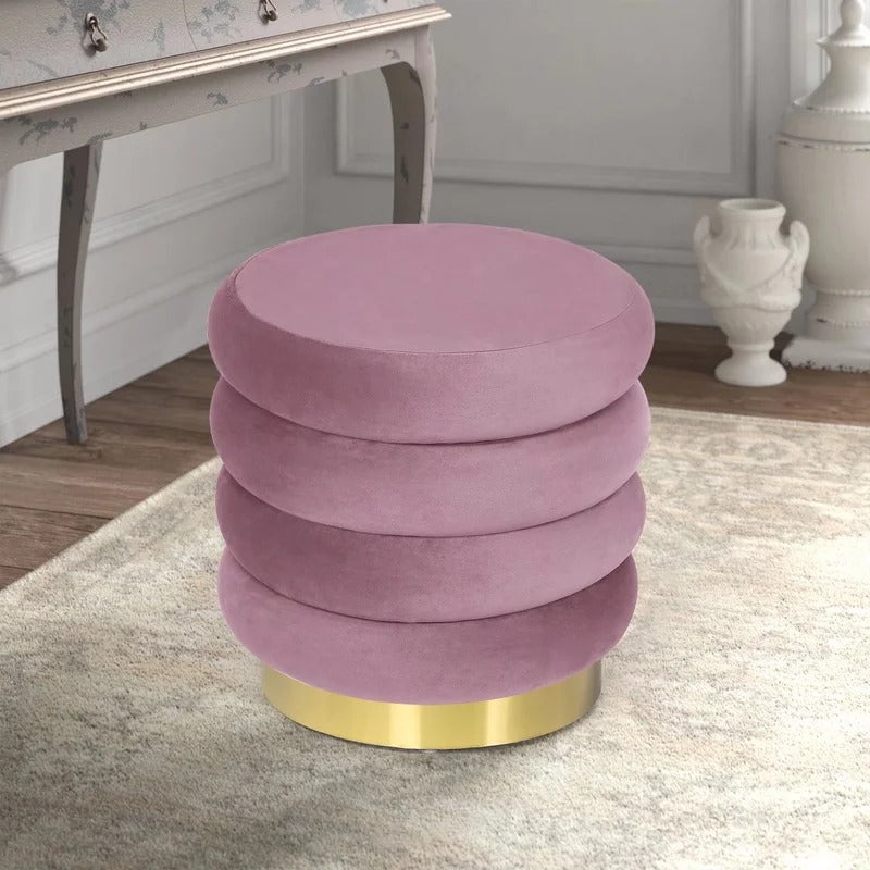 Storage Ottomans: 15.9'' Wide Velvet Round Storage Ottoman with Storage