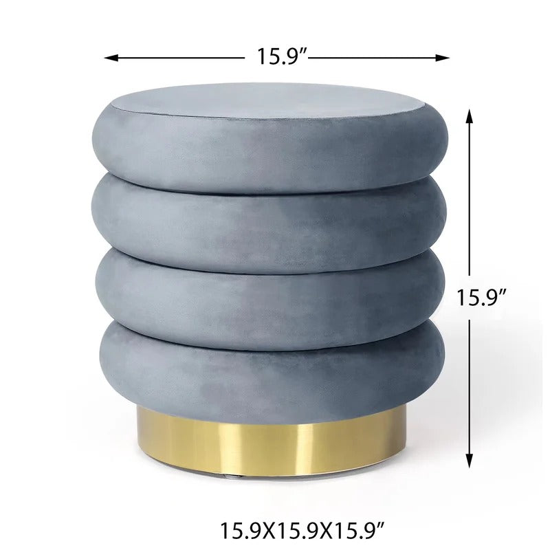 Storage Ottomans: 15.9'' Wide Velvet Round Storage Ottoman with Storage