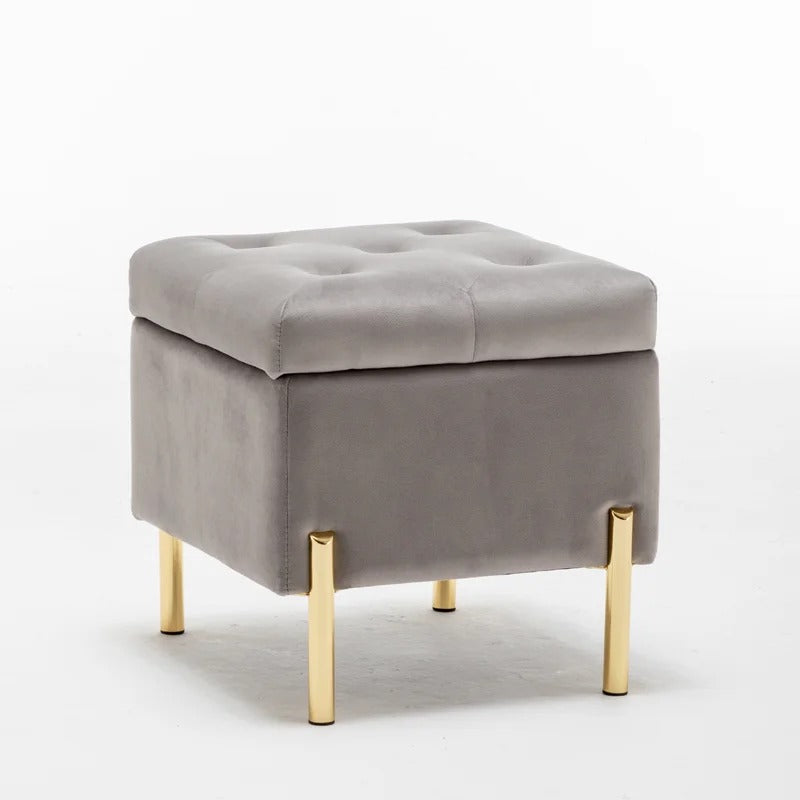 Storage Ottomans 16.5'' Wide Velvet Tufted Square Footstool Ottoman with Storage