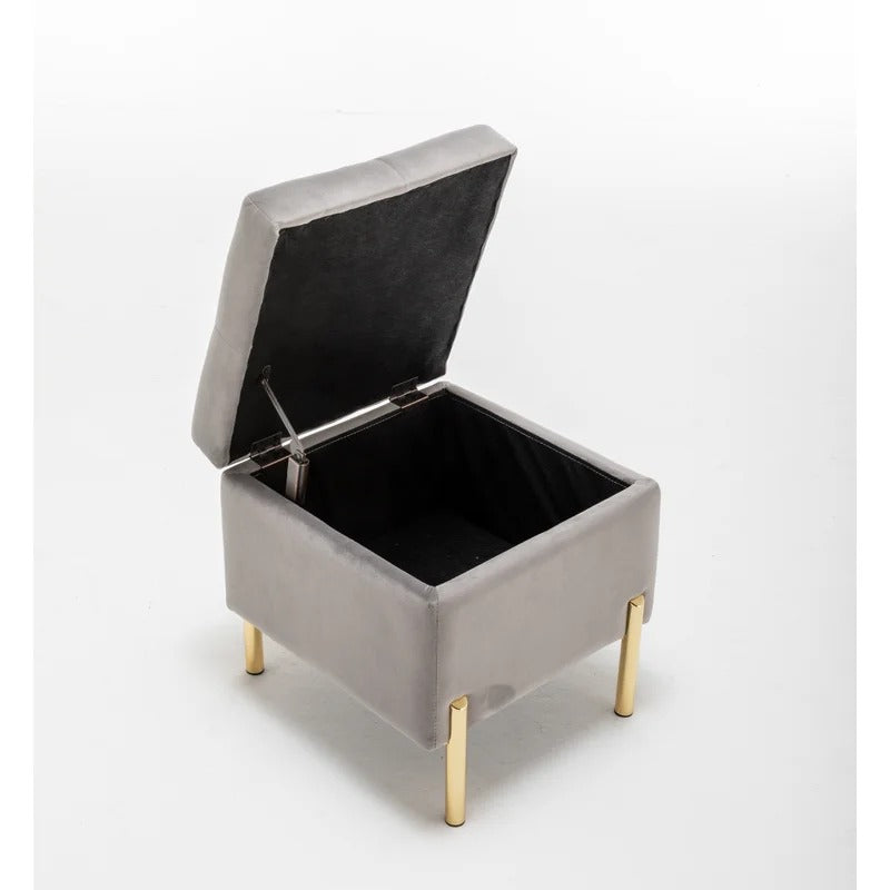 Storage Ottomans 16.5'' Wide Velvet Tufted Square Footstool Ottoman with Storage