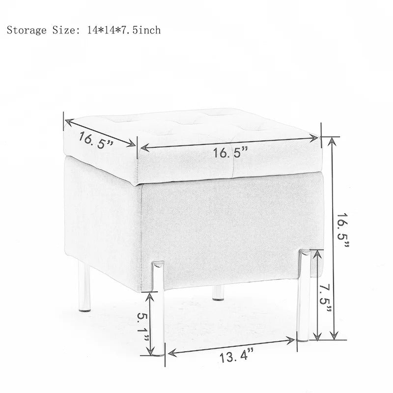 Storage Ottomans 16.5'' Wide Velvet Tufted Square Footstool Ottoman with Storage