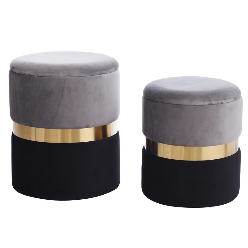 Storage Ottomans 16'' Wide Velvet Round Storage Ottoman with Storage